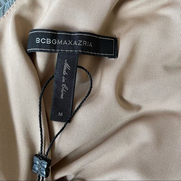 BCBGMaxAzria Sven Peplum Micropleat Mini Dress Cocktail Party M Grey Smoke NWOT - Picture 4 of 10